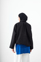 Women's Adjustable Waist Double Pocket Shirt Collar Jacket Black - 4