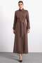 Gabardine Suede Overcoat with Snap Fasteners and Cape Detail K. Brown 6927 - 3