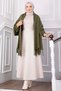 Tassel Detailed Sleeved Knitwear Poncho Khaki - 2