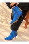 Savanna Saks Suede 5 cm Thin Heel with Tassel Detail Women's Boots Botti̇e - 6