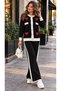 Women's High Waist Wide Leg Pants Heart Embroidered Knitwear Set
