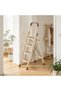 4 Step Cream Multi Purpose Folding Ladder with Non Slip Wide Pedals and Flip Up Handrail Easy Storage for Home and Office - 2