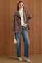 Double-Breasted Short Coat with Cape and Sleeve Detailing Brown 3161 - 2
