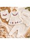 5 Piece 100% Cotton Floral Embroidered Newborn Baby Girl Hospital Discharge Bodysuit Set with Gift Box - 8