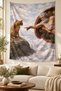 Adem's Creation Artistic Stain-Resistant Wall Covering with Breeze-Inspired Cat Figure Wall Tapestry Tapestry