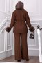 Fur-Trimmed Luxury Knitwear Set Brown - 5