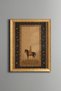 Navy Blue Border Miniature Horse Figure - Vintage Patterned Painting - Fine Model