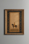 Navy Blue Border Miniature Horse Figure - Vintage Patterned Painting - Fine Model