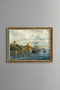 Castle and Boats on the Strait Coast - Vintage Patterned Painting - Fine Model