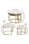 Mdf Marble Tables Nesting Set – Set of 2, Furniture, Fence-Style Design for Living Room or Hall, Freely Combinable, Easy Assembly, Suitable for Living Room, Bedroom, and Office – Elegant Marble Design - 2