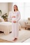 New Season Ecru Jacquard Winter Full-Length Button Detailed Design Long Sleeve Maternity Nightgown Set of 2 - 5
