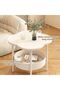 2-Tier Sofa End Table, Modern Small Coffee Table Accent Table, Clover Shaped Side Table, Snack Table - 6