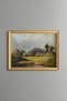 Village Houses among Green Hills - Vintage Patterned Painting - Fine Model