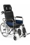 18” Reclining Manual Wheelchair High Back with Head Support, Elevating Legrests, Heavy Duty Steel Frame, Flat-Free PU Wheels, Detachable Armrests, Cushioned Medical Mobility Chair