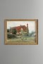 Red-Roofed Country House and Garden - Vintage Patterned Painting - Fine Model