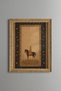 Navy Blue Border Miniature Horse Figure - Vintage Patterned Painting - Fine Model