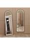Full Length 150 L x 40 W CM LED Light Arched Shape Mirror With Stand, Smart Touch Switch for Lightning, Great for Bedroom, Living Room and Entrance - Black Border