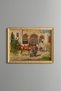 Horses and People in Traditional Clothing in the Courtyard - Vintage Patterned Painting - Fine Model