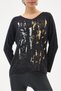 Black Italian Glittery Foil Low Sleeve Blouse 38 - 42 Size - 4