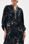 Black Italian 100% Cotton Velvet Half-Button Floral Patterned Long Velvet Dress 60 - 46 Size - 5