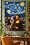 Mona Lisa Girl with Pearl Earring Starry Night Art Collage Stain Resistant Wall Covering Wall Tapestry Tapestry - 3