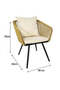3 Piece Metal Rattan Outdoor Patio Set, includes 2 Rattan Chairs with comfortable cushions in white and 1 Table with Printed Temper Glass Top, perfect for outdoor and balcony, Natural and Wh - 5