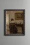 Woman Sitting at a Writing Desk - Vintage Patterned Painting - Slim Model