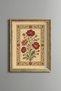 Red Flowers with Borders on Cream Background - Vintage Patterned Painting - Fine Model