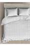 King Size 3 Pc Duvet Cover Set | Soft Microfiber Material | Black Grid & White Color | 1 Duvet Cover 220 x 240 cm, 2 Pillow Cases 50 x 75 + 5 Cm | Suitable For King Size Bed