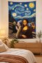 Mona Lisa Girl with Pearl Earring Starry Night Art Collage Stain Resistant Wall Covering Wall Tapestry Tapestry - 2