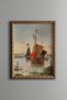 Red Sailboats Fishing Offshore - Vintage Patterned Painting - Fine Model