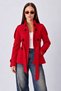 Zr Women's Stand Collar Belted Short Lined Red Cashmere Coat - 3