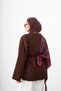 Women's Crew Neck Waist Tie Knitwear Tunic Brown - 4