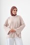 Women's Crew Neck Thick Striped Long Sleeve T-Shirt Mink