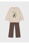 Girl's Sweatshirt Leggings Set Brown 4732