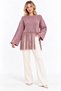 Women's Soft Textured Crew Neck Long Sleeve Tasseled Oversize Knitwear Sweater