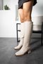 Women's Boots Block Thick Heeled Square Toe Side Zipper Below the Knee Stylish Boots