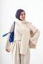 Women's Shawl Detail Asymmetrical Cut Set Cream - 3