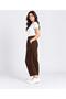 Women's Brown 8261 Balloon Velvet Trousers with Elastic Waist - 2