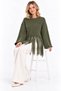 Women's Soft Textured Crew Neck Long Sleeve Tasseled Oversize Knitwear Sweater - 2