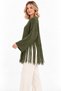 Women's Soft Textured Crew Neck Long Sleeve Tasseled Oversize Knitwear Sweater - 4