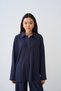 Women's Shirt Collar Ribbed Suit Navy Blue - 3