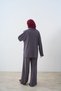 Women's Shirt Collar Ribbed Suit Gray - 5