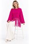 Women's Soft Textured Crew Neck Long Sleeve Tasseled Oversize Knitwear Sweater - 2