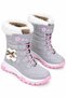 Girl's Gray Fur Snow Boots – Children's Velcro Winter Boots - 2