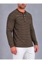 Men's Striped Henley Collar Long Sleeve T-Shirt - 2