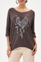 Women's Brown Italian Heart Patterned Sequined Lycra Knitwear Sweater 40 - 46 Size - 5