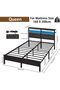 160cm Bed Frame with LED Headboard, Upholstered Metal Platform Bed - 2