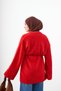 Women's Crew Neck Waist Tie Knitwear Tunic Red - 4