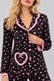 Women's Heart Patterned Ruffle Detailed Pocketed Buttoned Long Sleeve Pajama Set - 5